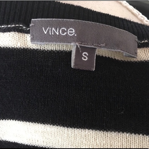 Vince Black Off White Beige Striped Sweater Size Small - Picture 4 of 6